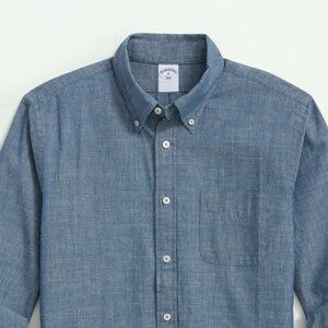 NWT Brooks Brothers Mens Chambray Cotton Button Down Shirt - size L